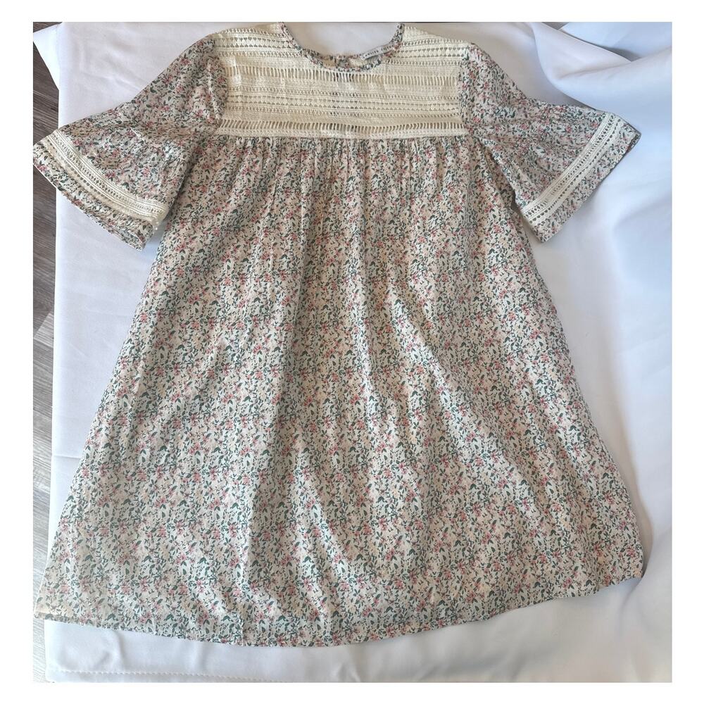 English Factory Floral Babydoll Mini Cottagecore Dress Crochet Lace Detail XS - Picture 3 of 9